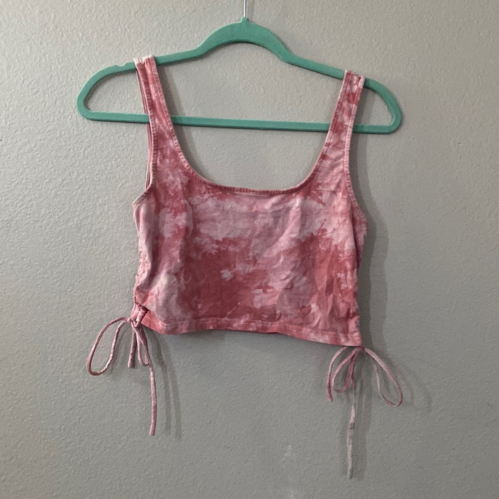 Pink Tie dye Tank top, with ties on the side that can scrunch up!